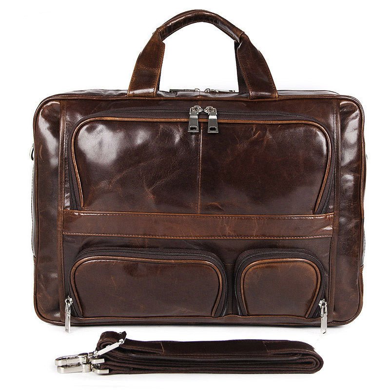 Men's Large Capacity Leather Handbag Computer Briefcase - Overture Gifts