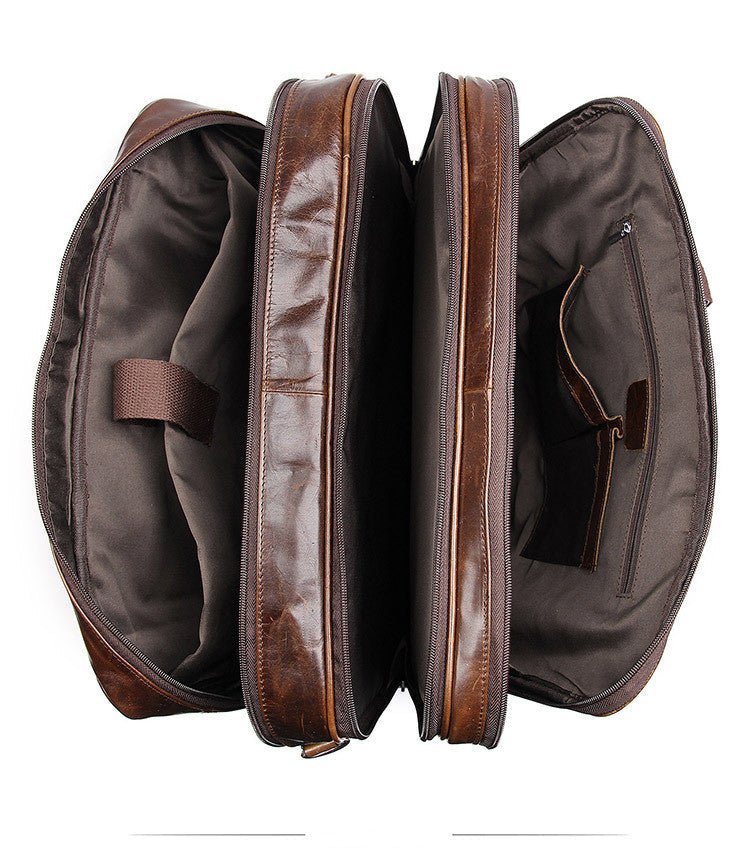 Men's Large Capacity Leather Handbag Computer Briefcase - Overture Gifts