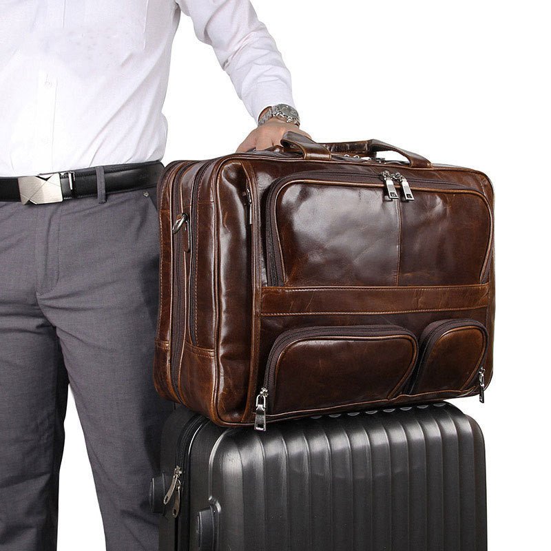 Men's Large Capacity Leather Handbag Computer Briefcase - Overture Gifts