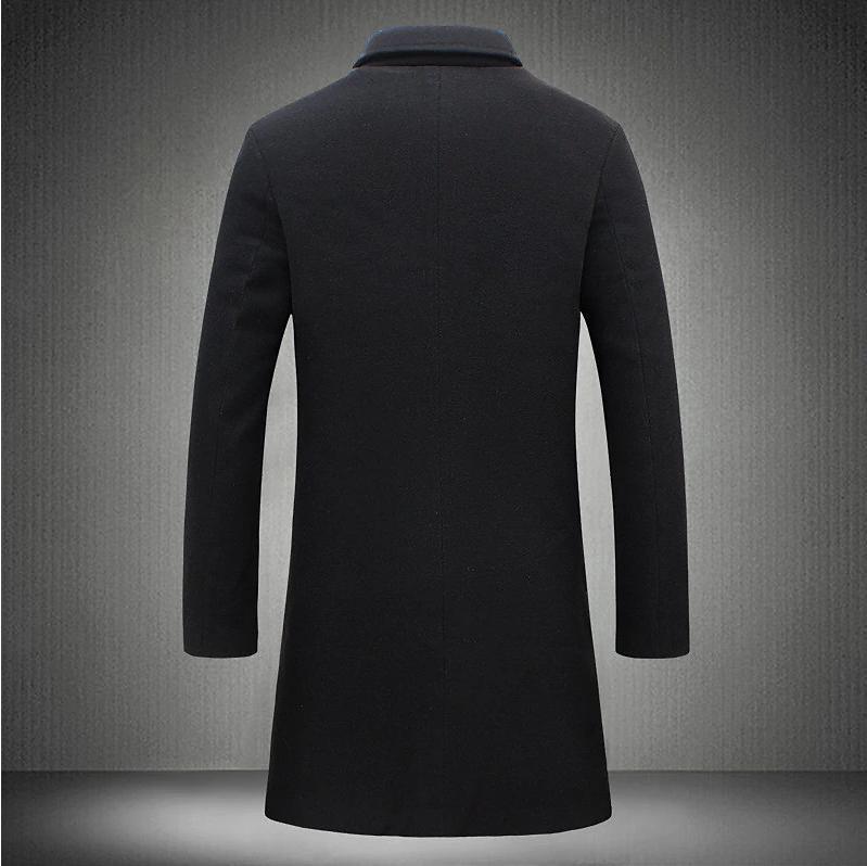 Men's Mid-length Trench Coat Fall Winter Slim Pockets Single-breasted Collar Jacket Casual Business Comfortable Overcoat Clothing - Overture Gifts