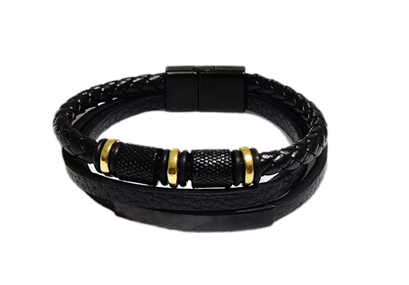 Men's Striped Agate and Onyx Bracelet Set - 8mm Beads 8.5"