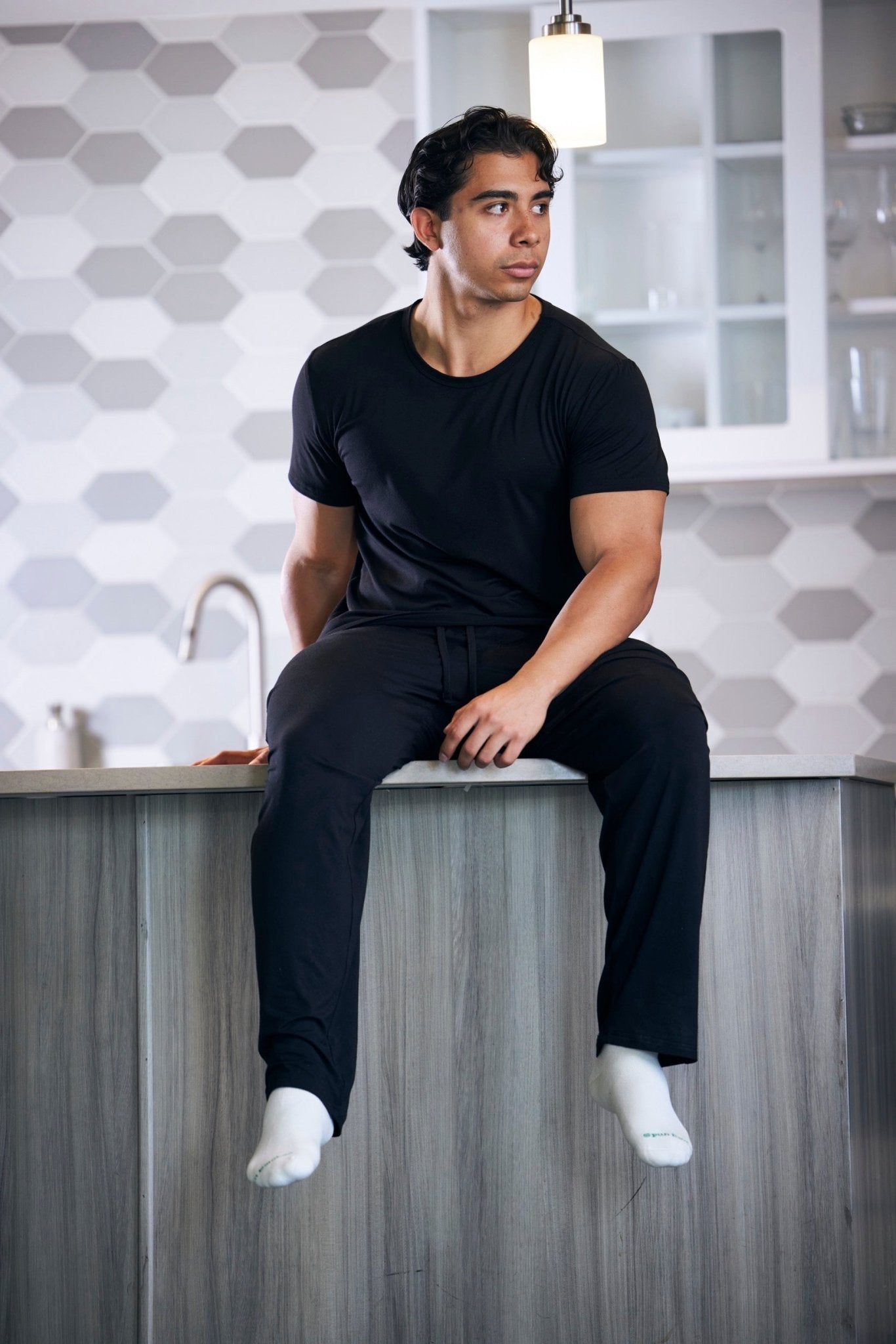 Men's Soft Bamboo Lounge Pajama Set - Short Sleeve Top & Pants - Overture Gifts