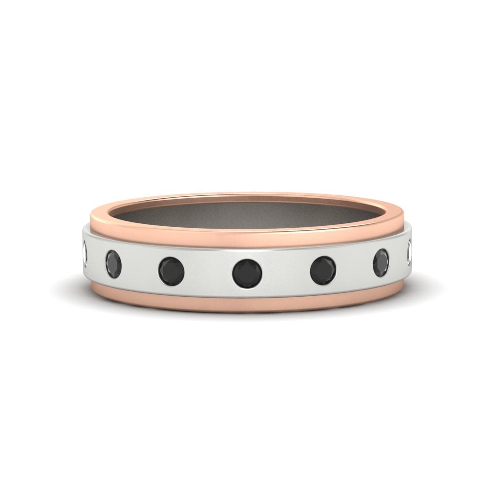 Mens Two Tone Bezel Stone Wedding Ring