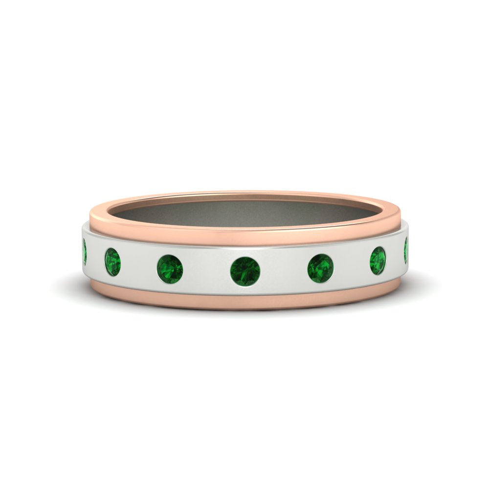 Mens Two Tone Bezel Stone Wedding Ring