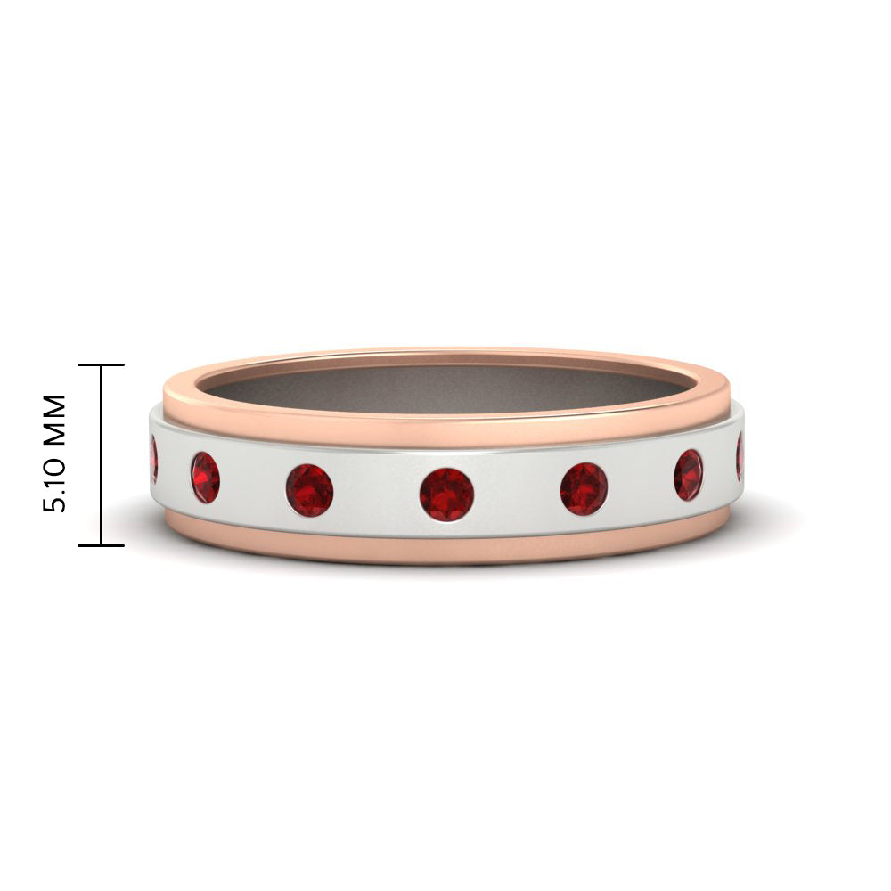 Mens Two Tone Bezel Stone Wedding Ring