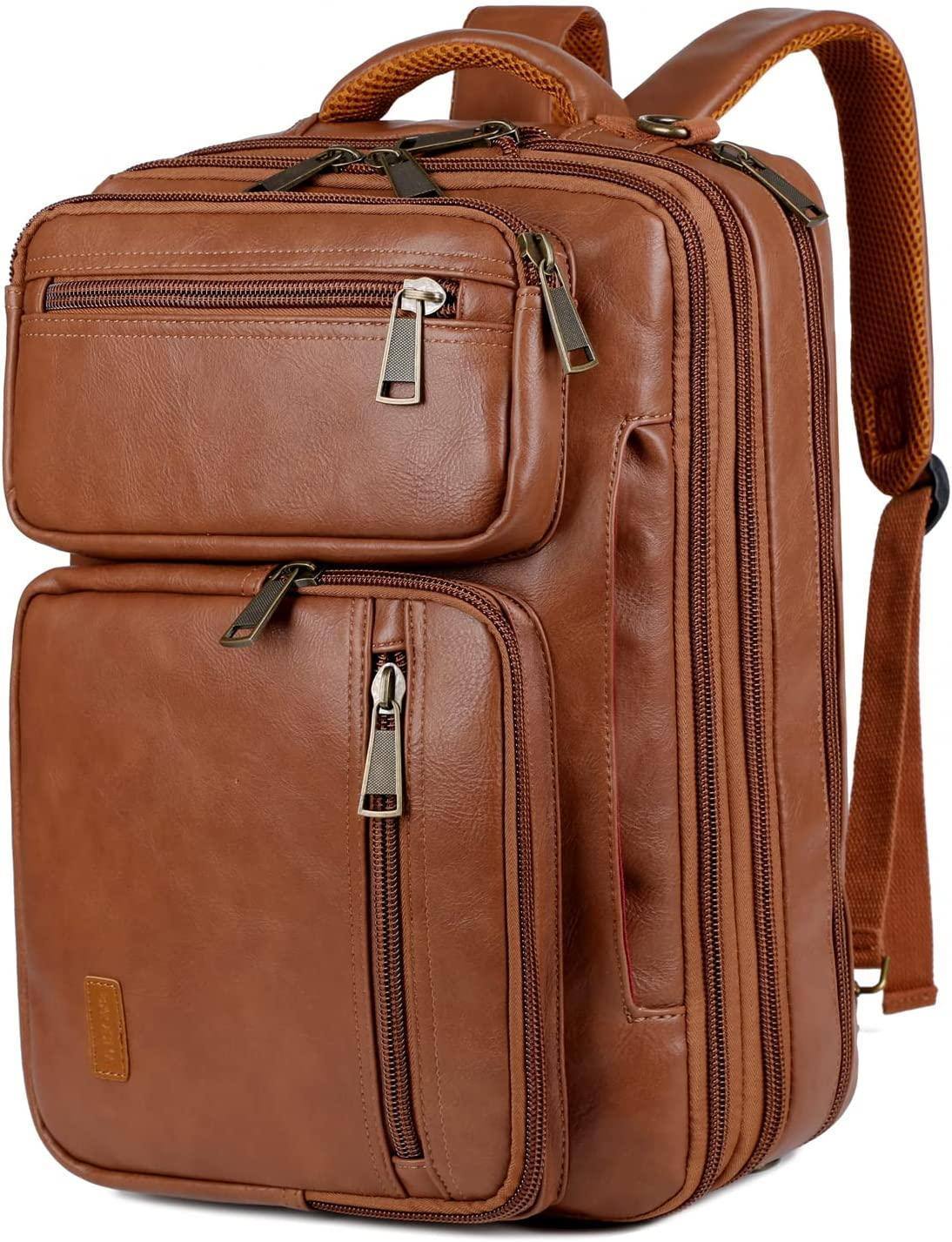 Men's Vegan Leather Backpack – Convertible Work Carry - Overture Gifts