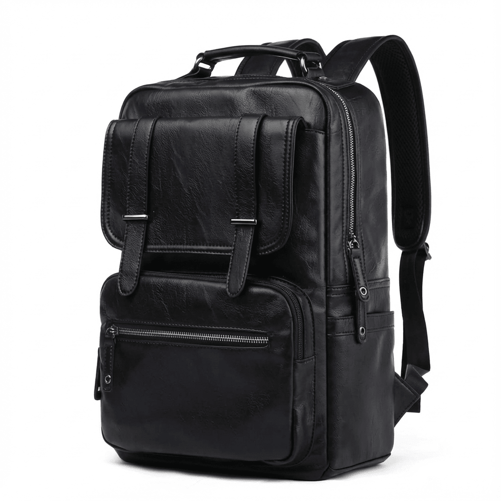 Men's Vegan Leather Backpack – Structured Travel Carry - Overture Gifts
