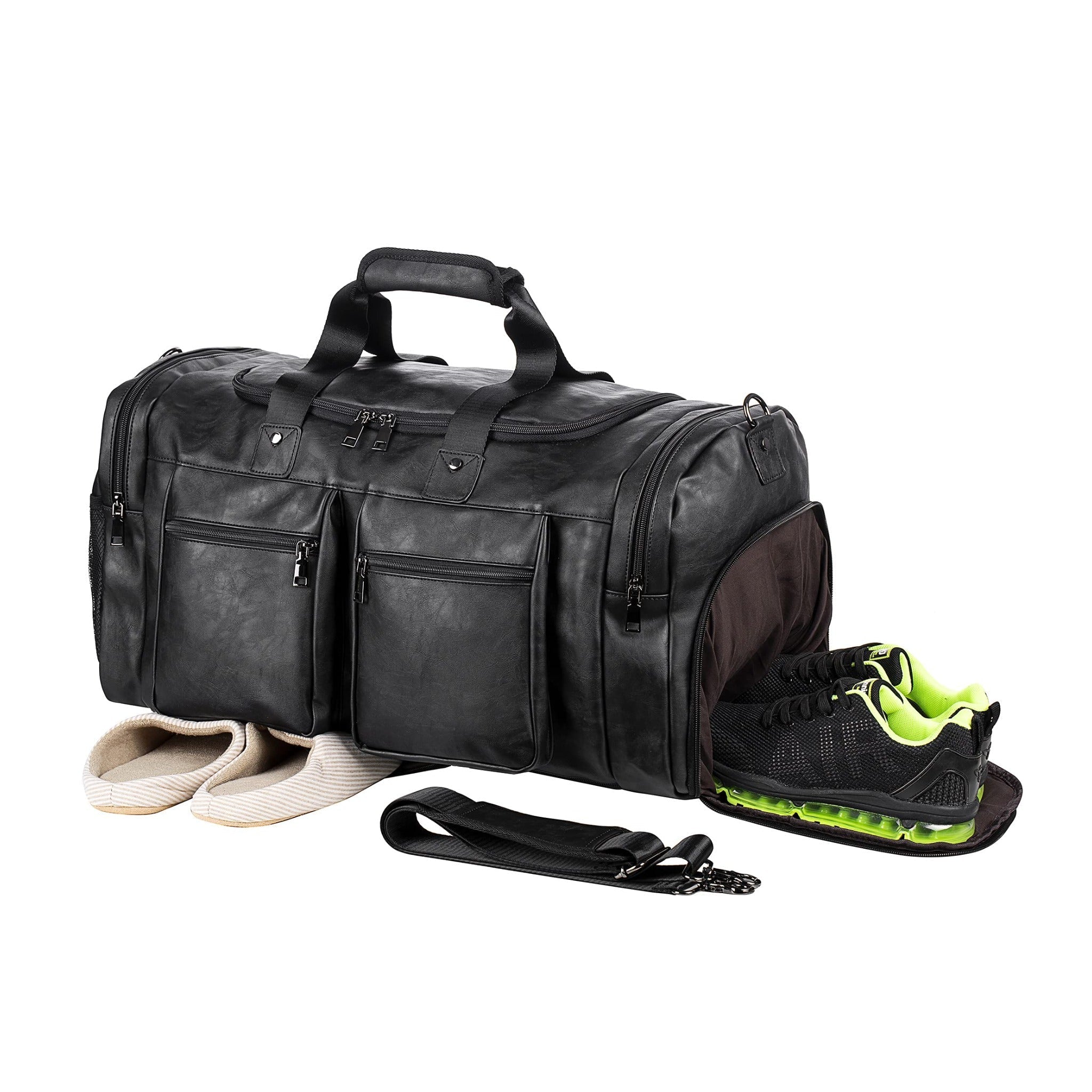 Men's Vegan Leather Duffel Bag – Structured Travel Carry - Overture Gifts