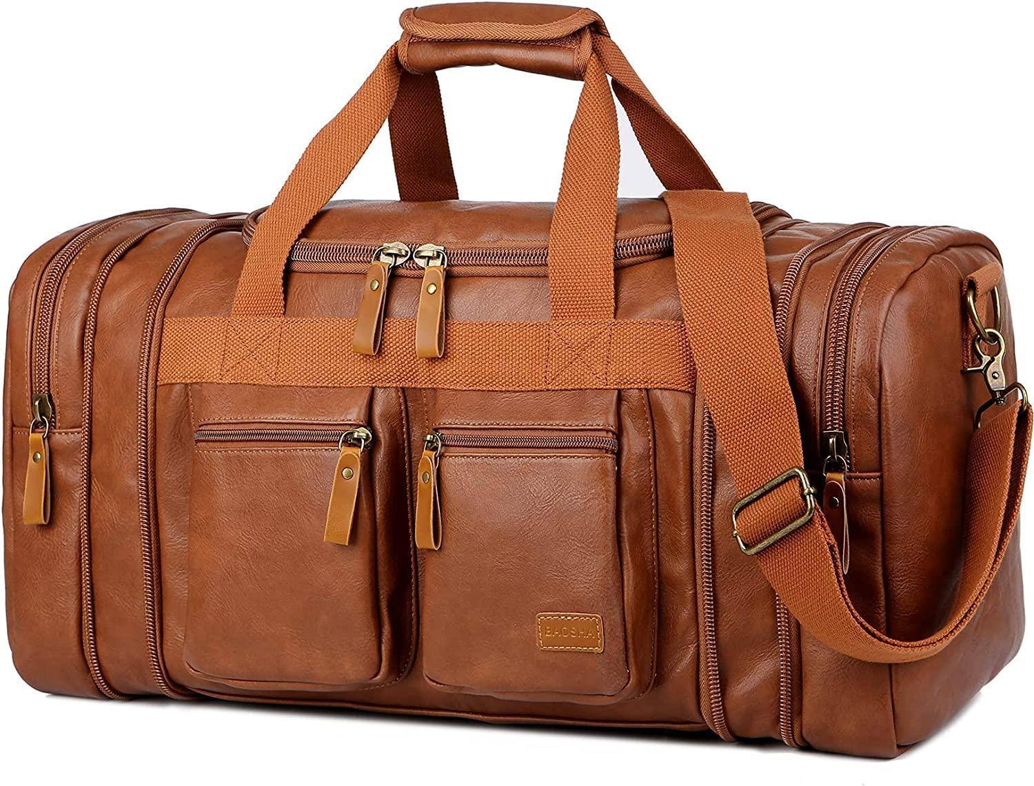 Men's Vegan Leather Duffel Bag – Structured Travel Carry - Overture Gifts