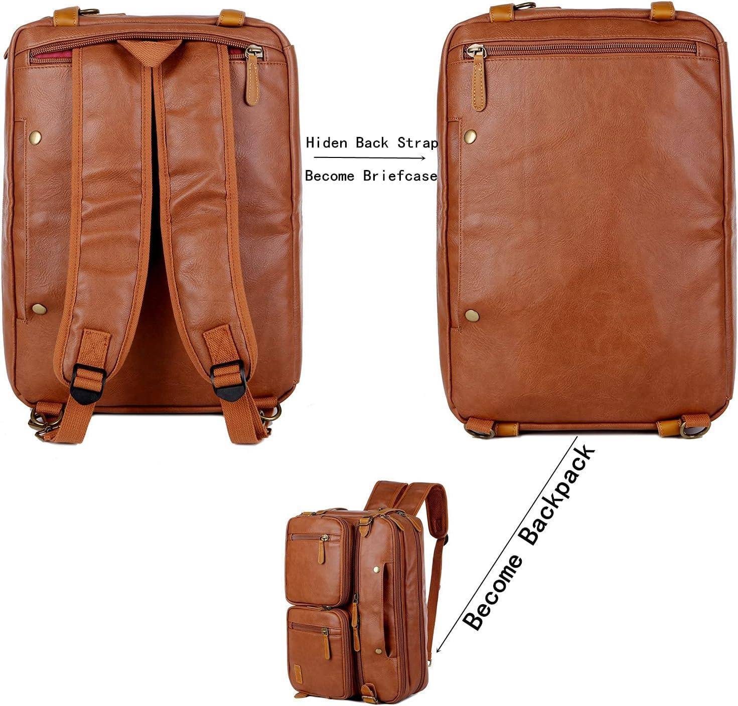 Men's Vegan Leather Messenger Bag – Convertible Work Carry - Overture Gifts