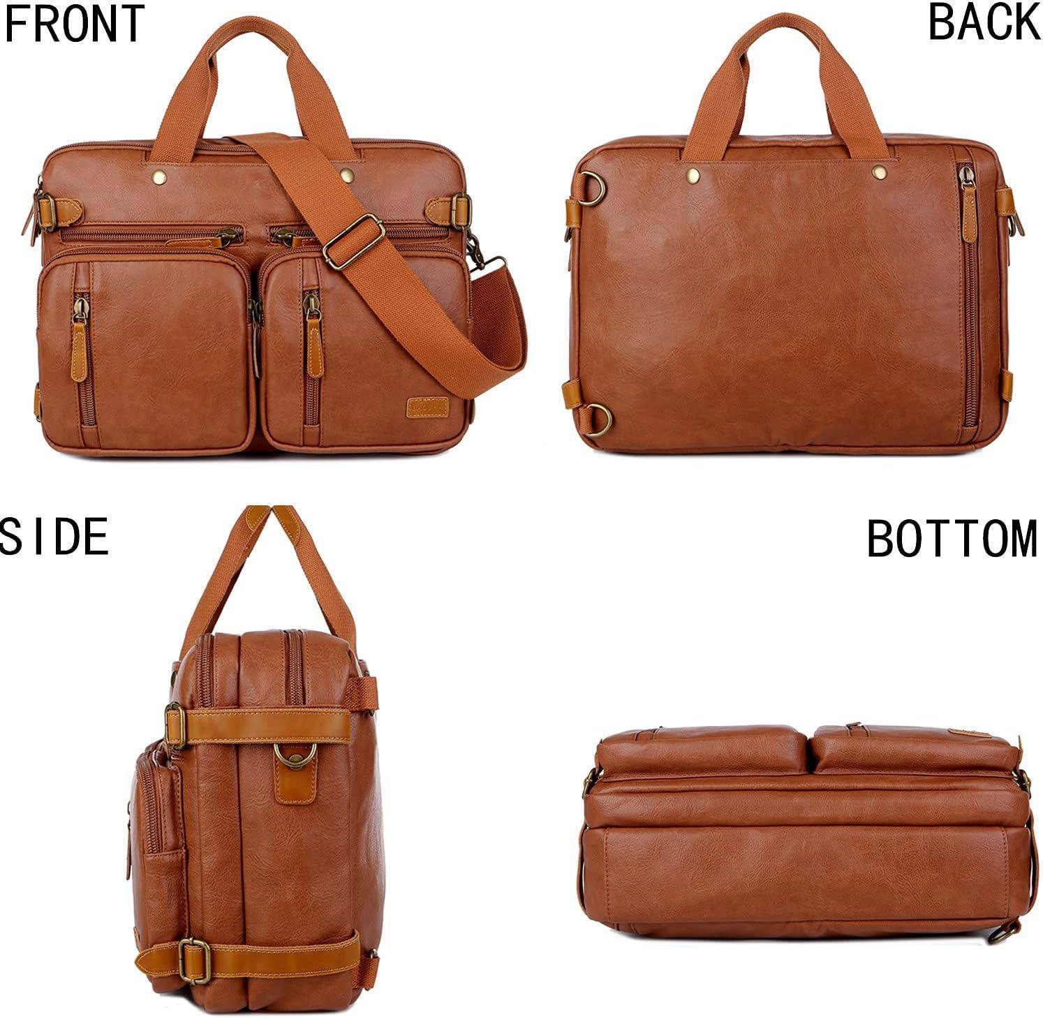 Men's Vegan Leather Messenger Bag – Convertible Work Carry - Overture Gifts