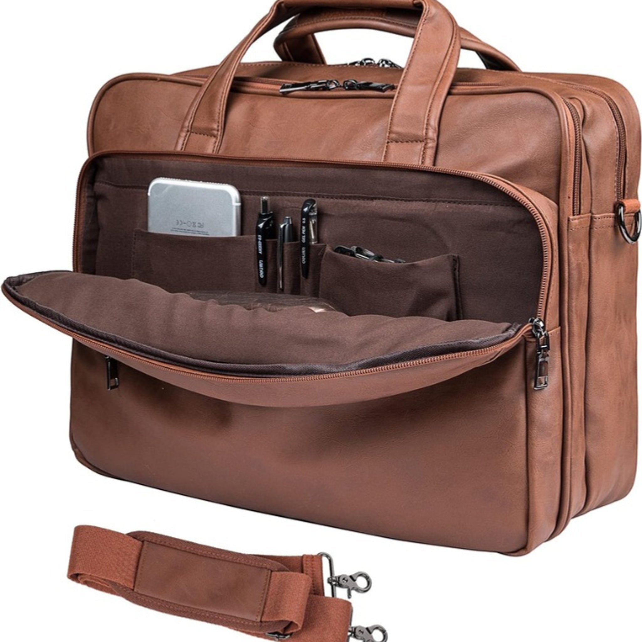 Men's Vegan Leather Messenger Bag – Modern Work Carry - Overture Gifts