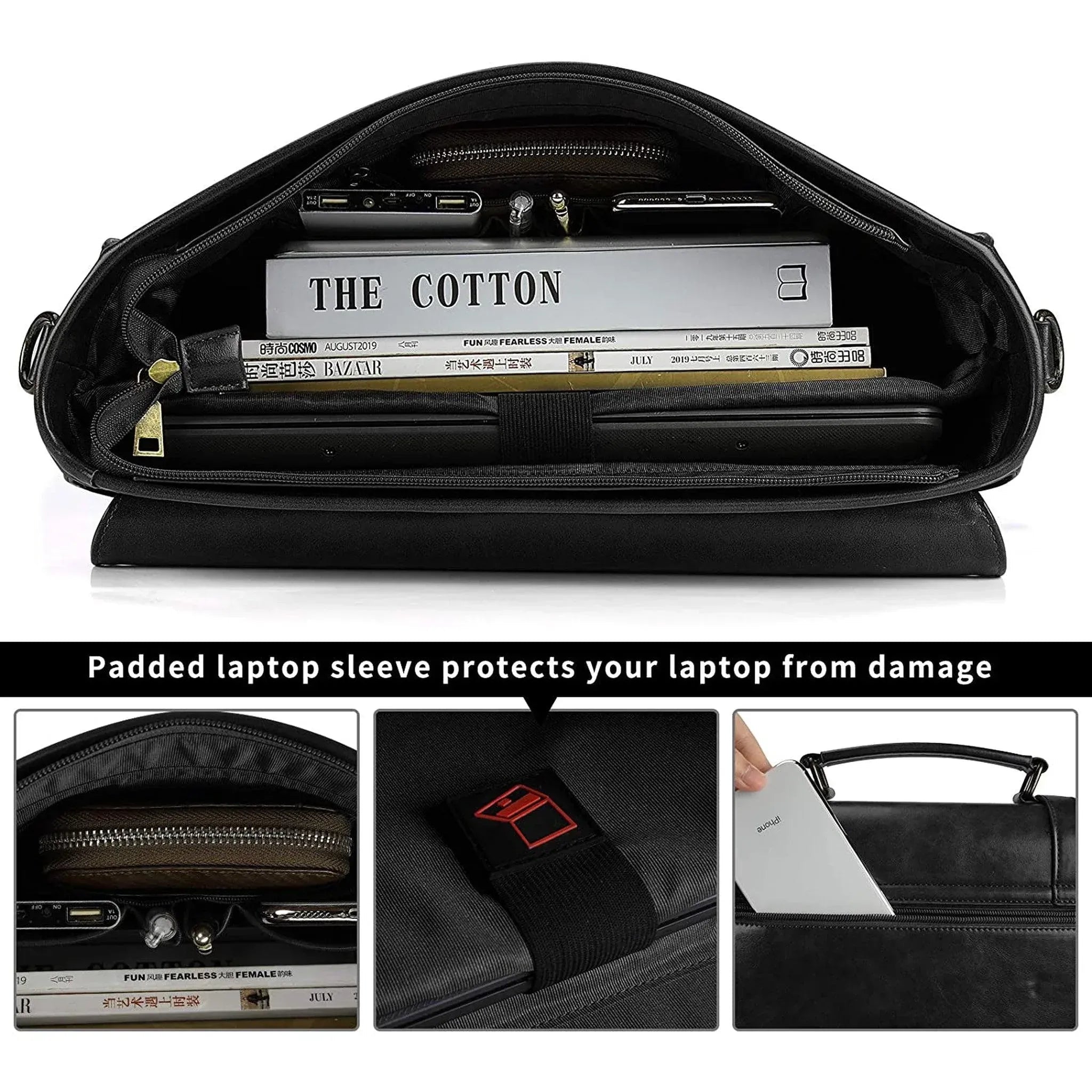 Men's Vegan Leather Messenger Bag – Professional Laptop Carry - Overture Gifts
