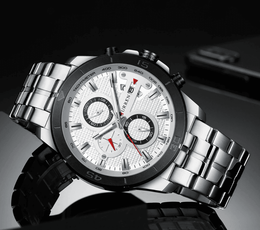 Men's Waterproof Watch With Chronometers Day View And Fluorescent Hands Unique Luxury Design Perfect Gift - Overture Gifts