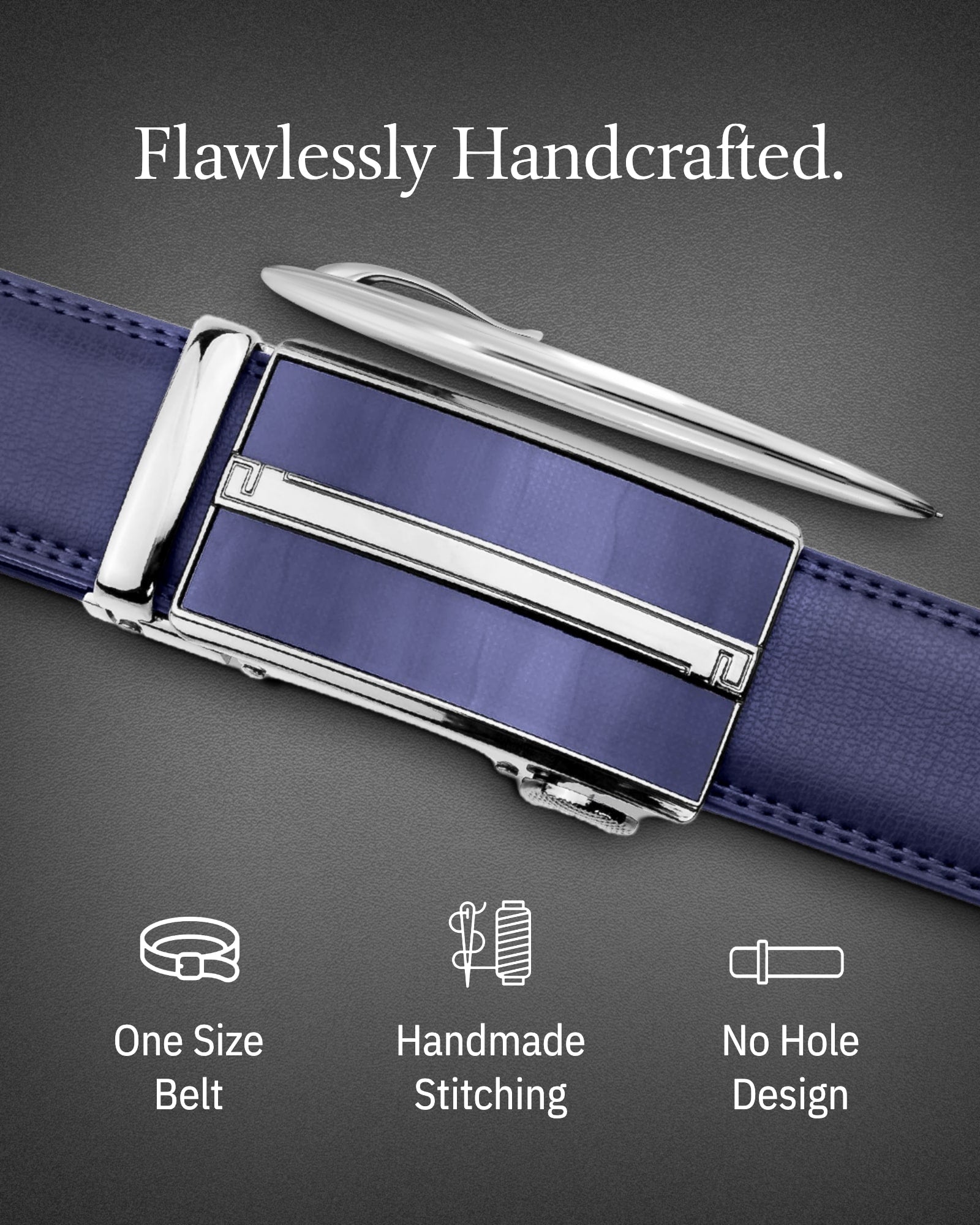 Microfiber Leather Ratchet Belt – No Holes, Custom Fit, 1.3" Strap - Overture Gifts