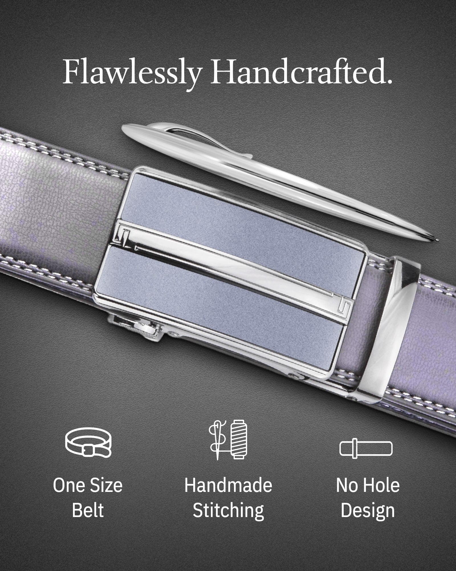 Microfiber Leather Ratchet Belt – No Holes, Custom Fit, 1.3" Strap - Overture Gifts