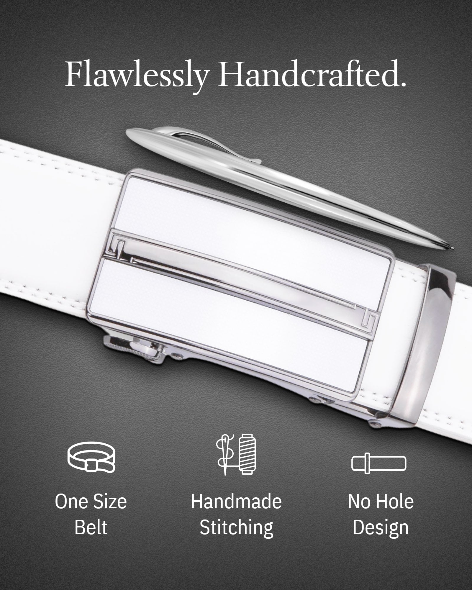 Microfiber Leather Ratchet Belt – No Holes, Custom Fit, 1.3" Strap - Overture Gifts