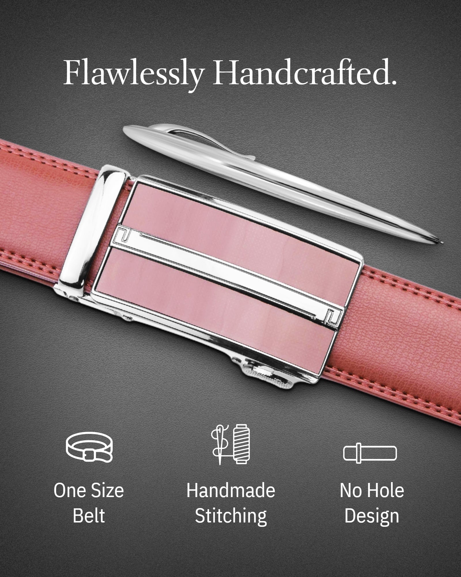Microfiber Leather Ratchet Belt – No Holes, Custom Fit, 1.3" Strap - Overture Gifts