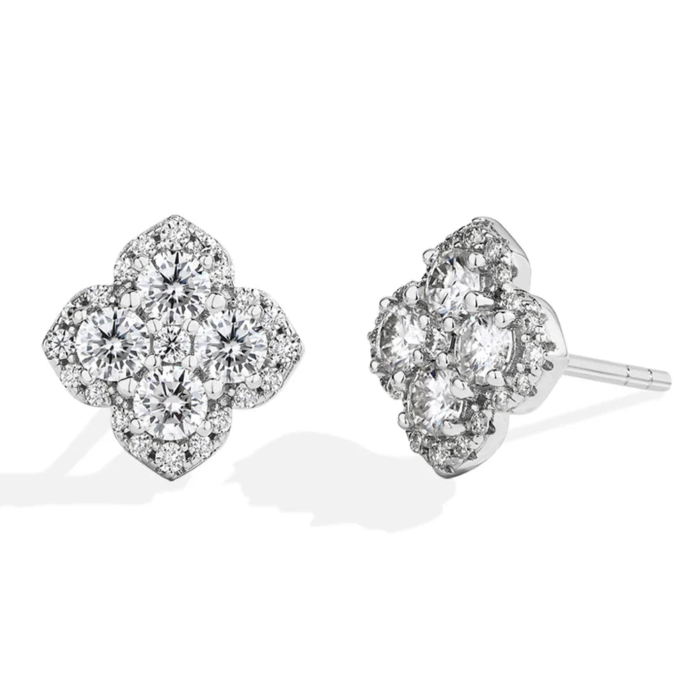 MINTYBOX S925 Silver D/VVS1 Moissanite Stud Earrings for Women Clover Lab Diamond Earring 1.054ctw Luxury Wedding Fine Jewelry - Overture Gifts