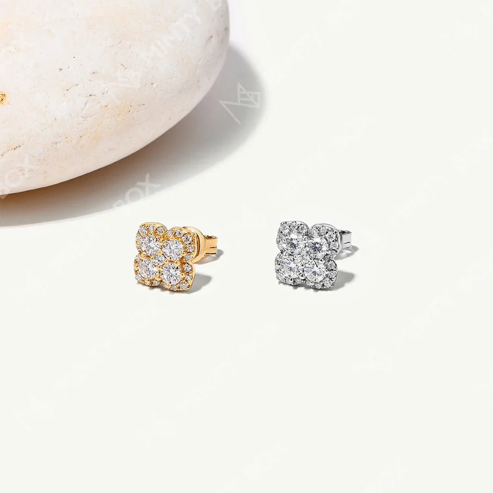 MINTYBOX S925 Silver D/VVS1 Moissanite Stud Earrings for Women Clover Lab Diamond Earring 1.054ctw Luxury Wedding Fine Jewelry - Overture Gifts