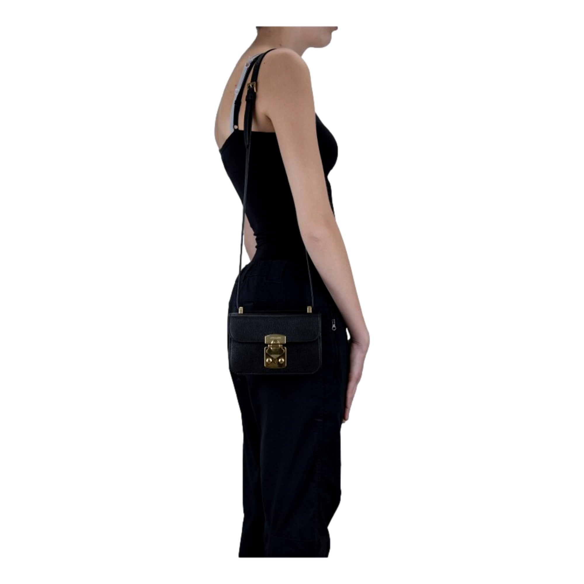 Miu Miu Madras Black Leather Crossbody Bag