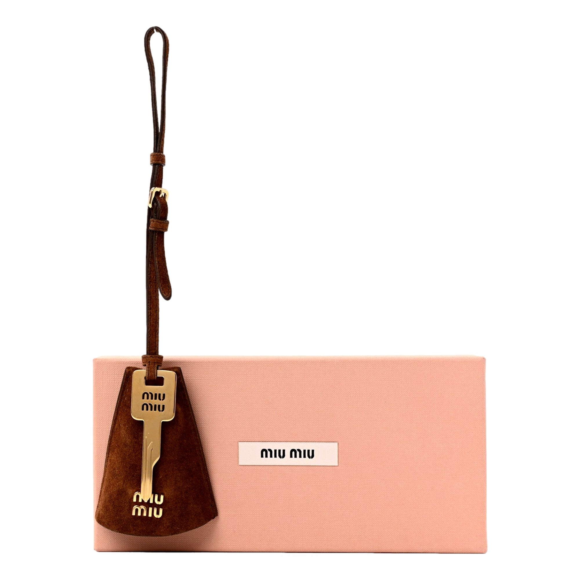 Miu Miu Suede Leather Trick in Cognac Bag Charm