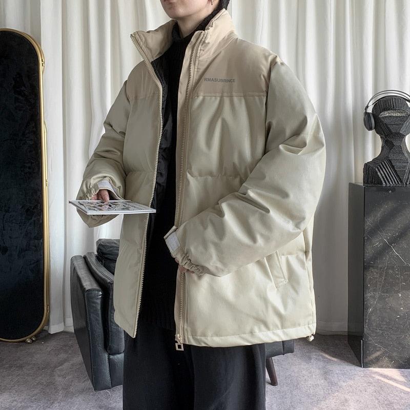 Modern Black Thick Solid Color Jacket Men's Oversized Warm Jacket Lightweight Padded Winter Coats Fashion Male Heavyweight Jackets Big Oversized Comfortable Autumn Jackets Fashionable Design
