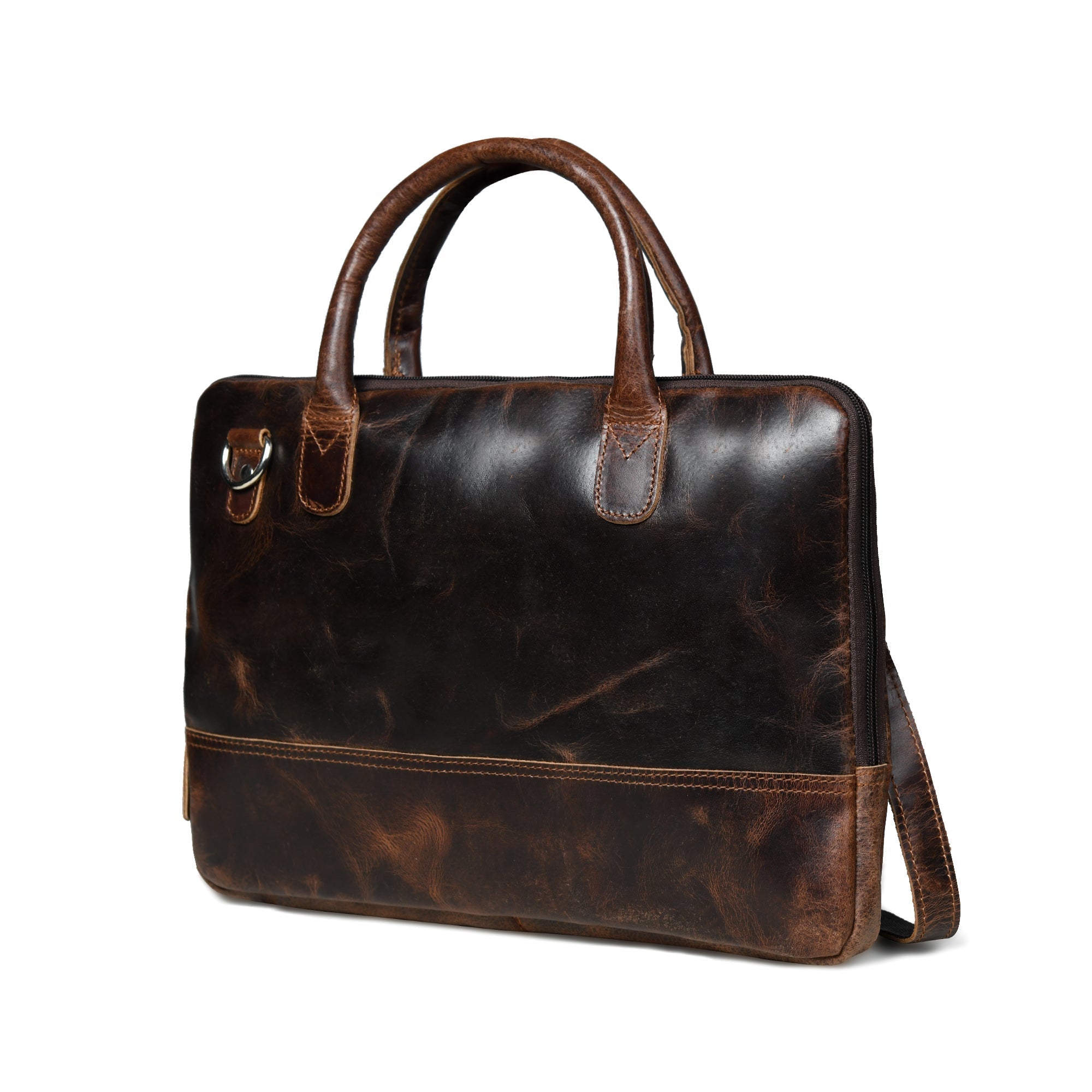 Modernist Leather Laptop Bag-Dark Brown - Overture Gifts