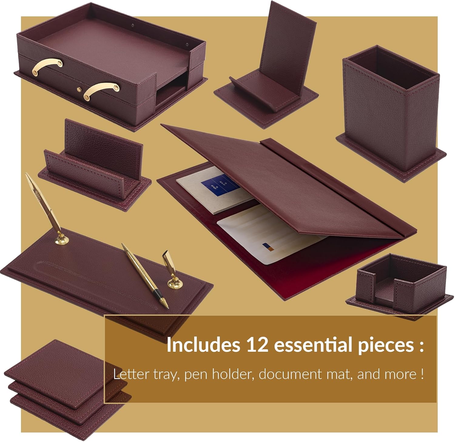 MOOG Classic Desk Organizer - Burgundy- 12 PCS - Overture Gifts