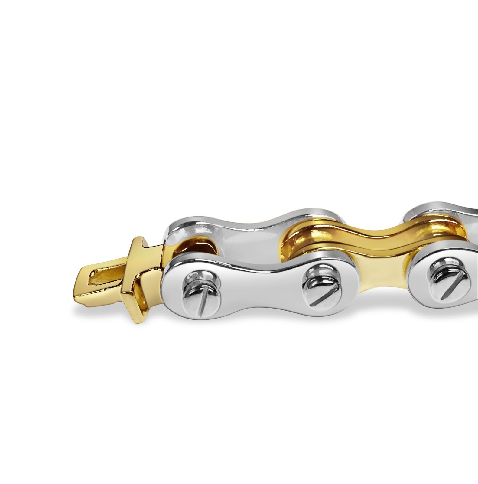 Motorcycle/Bike Chain Solid White/Yellow/Rose Gold Handmade Necklace , 11mm, 16-30 Inch - Overture Gifts