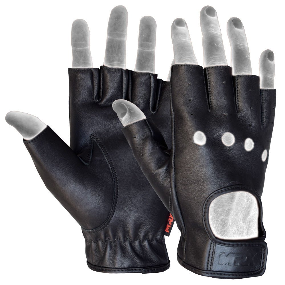 MRX Driving Gloves soft Leather Unlined Motorbike Riding Half Fingers Glove for Unisex - Overture Gifts