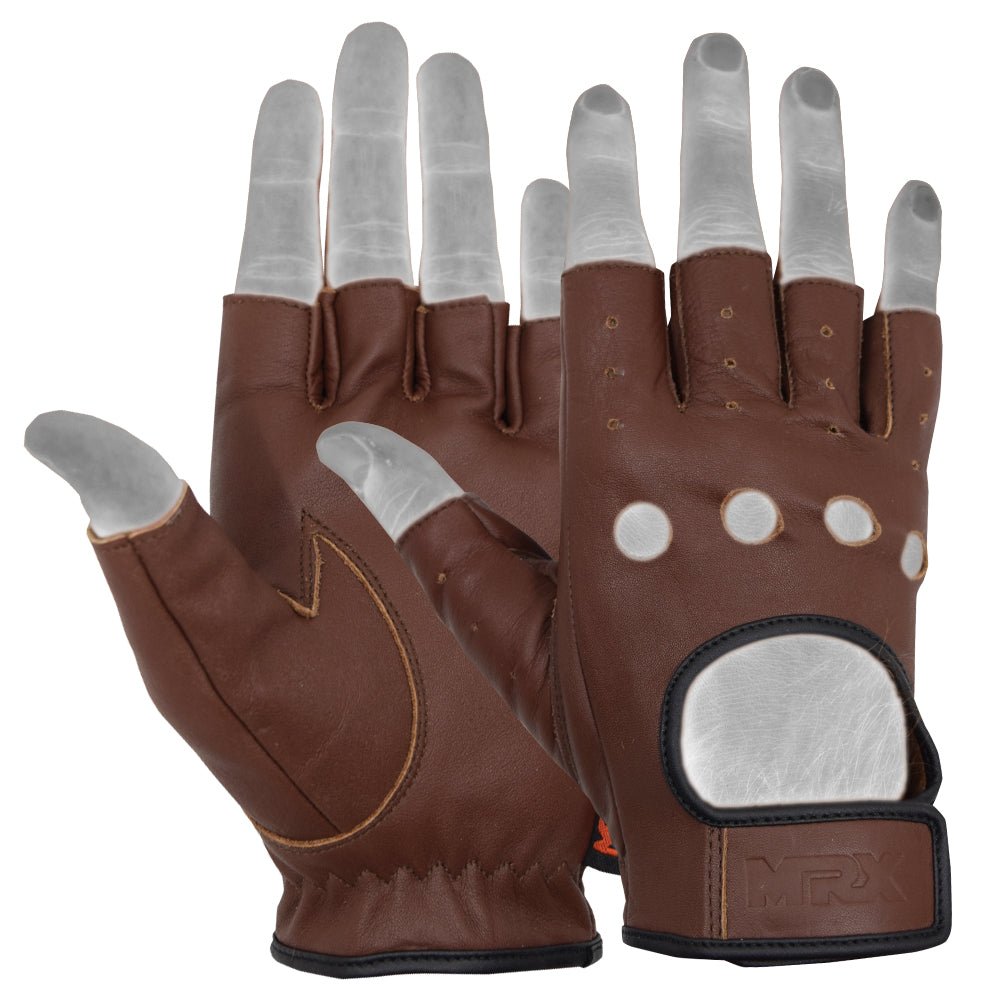 MRX Driving Gloves soft Leather Unlined Motorbike Riding Half Fingers Glove for Unisex - Overture Gifts