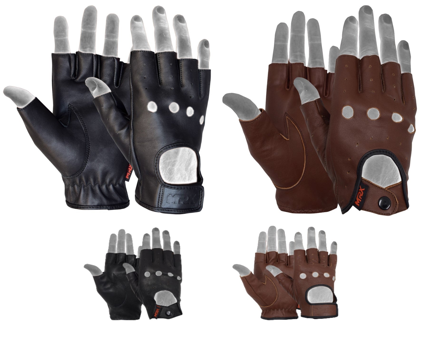 MRX Driving Gloves soft Leather Unlined Motorbike Riding Half Fingers Glove for Unisex - Overture Gifts