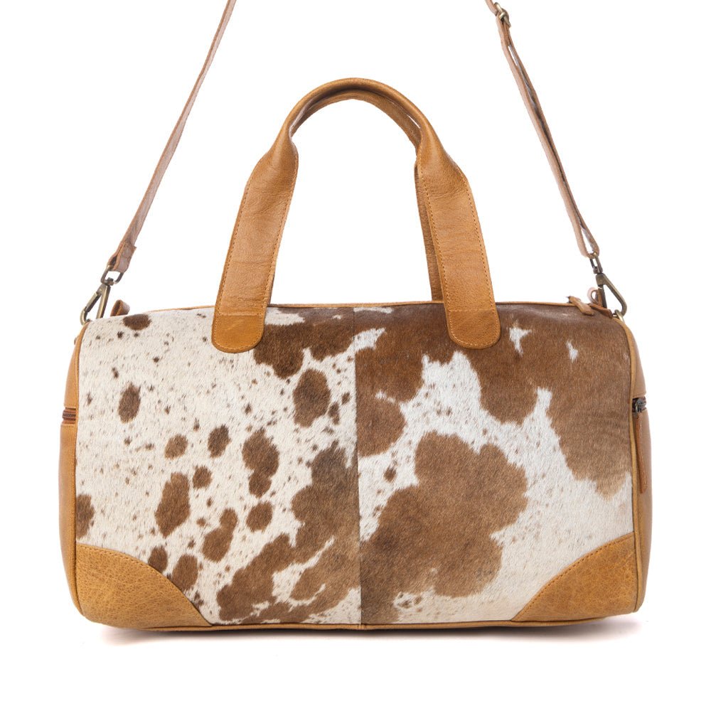 Myra Cattle Drive Men's Hairon Leather Traveller Bag in Bridle Ivory - Overture Gifts