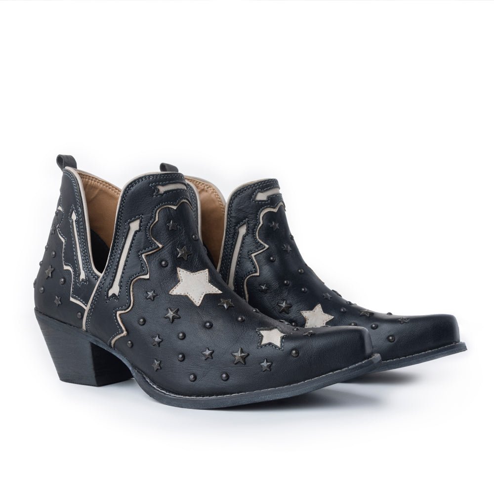 Myra Lone Star Sky Leather Rodeo Boots - Spilt-Top Handstitched Western Boots with Stud Detail for Rodeo Elegance - Overture Gifts