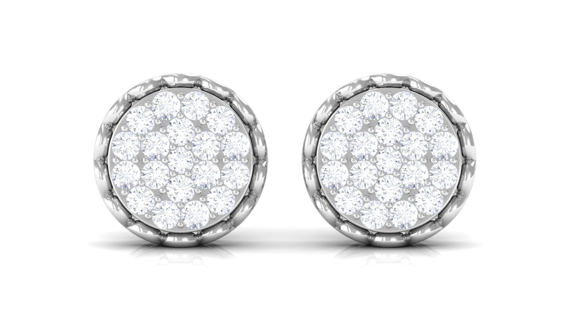 Natural Diamond Cluster Stud Earrings with Screw Back - Overture Gifts