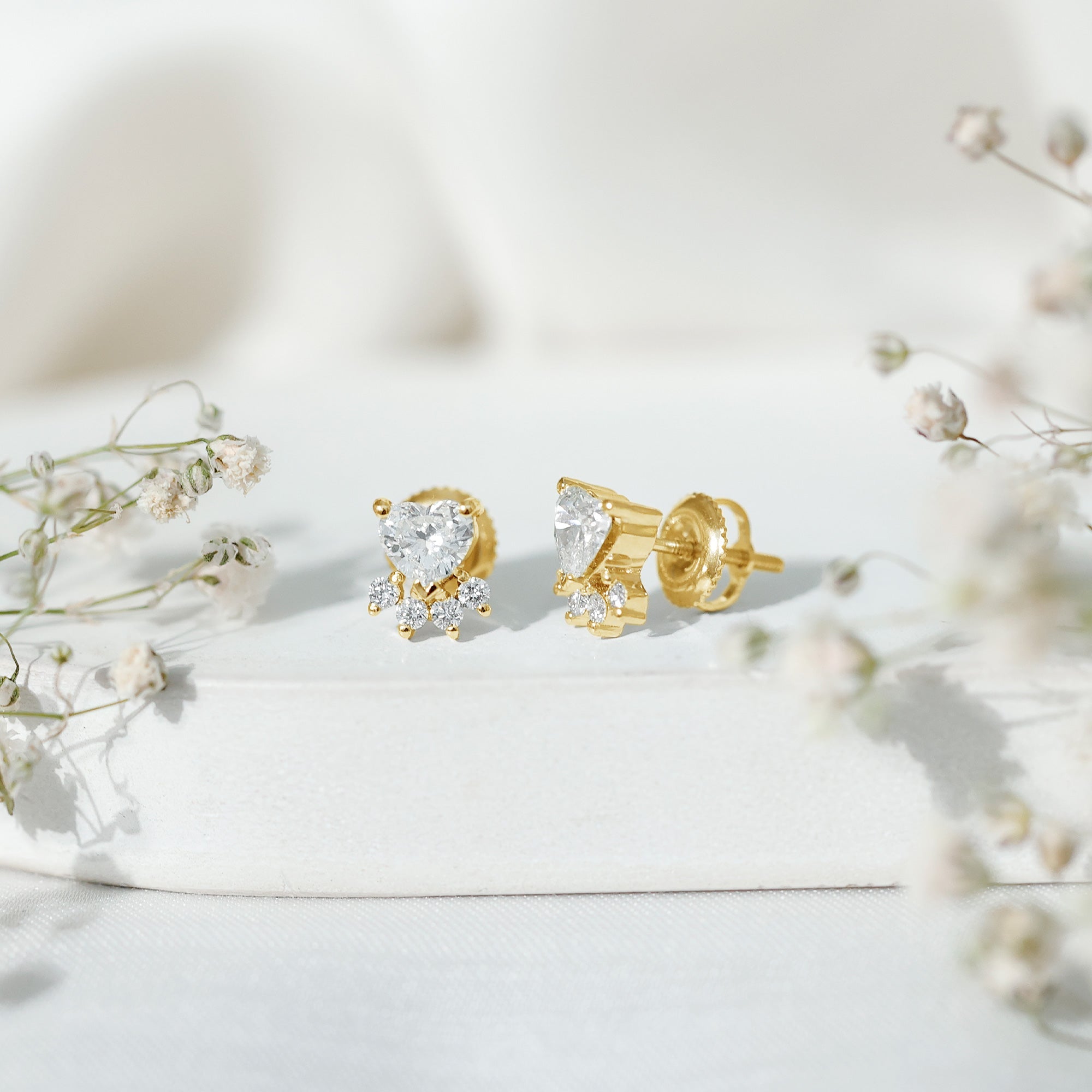 Natural Diamond Paw Stud Earrings for Women - Overture Gifts