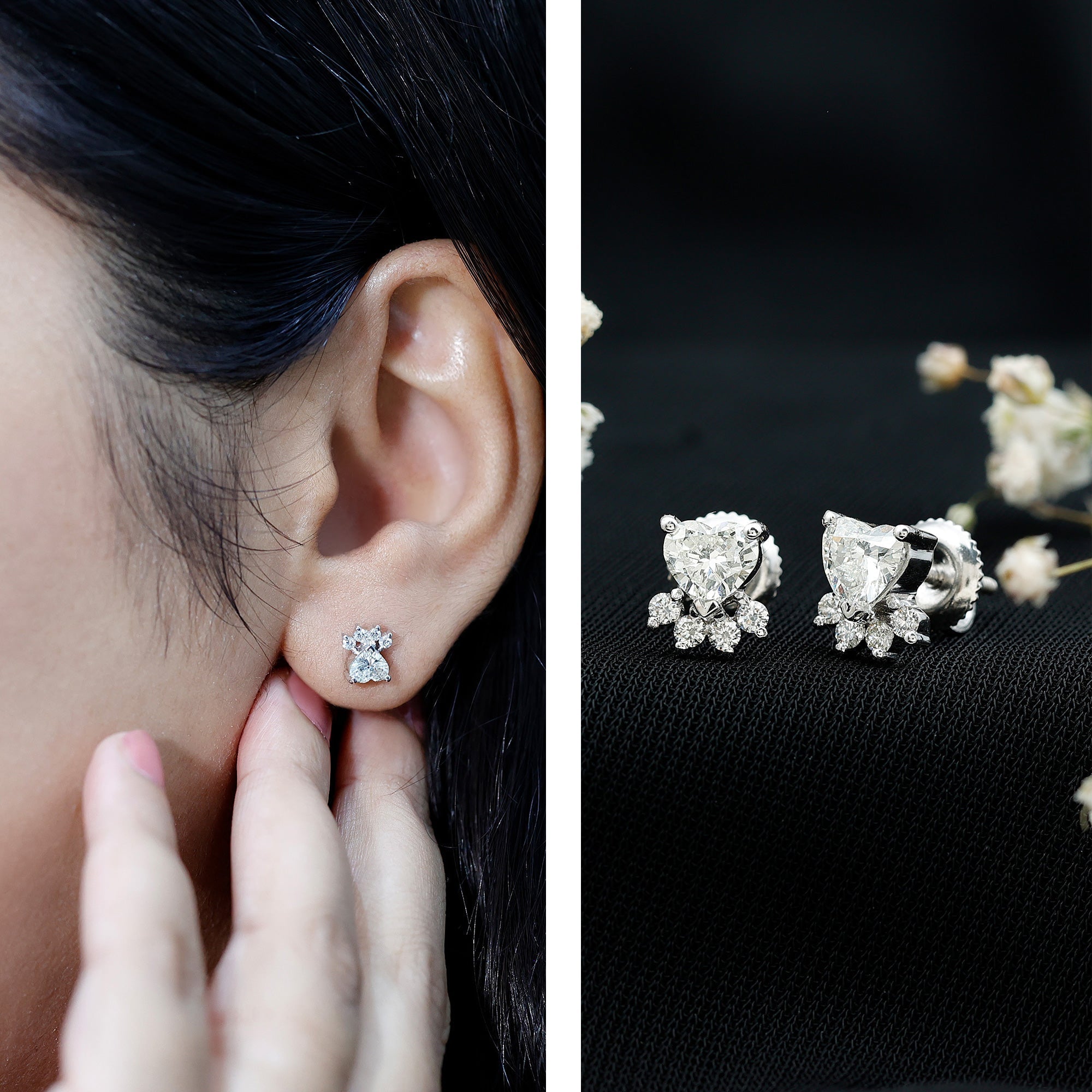 Natural Diamond Paw Stud Earrings for Women - Overture Gifts