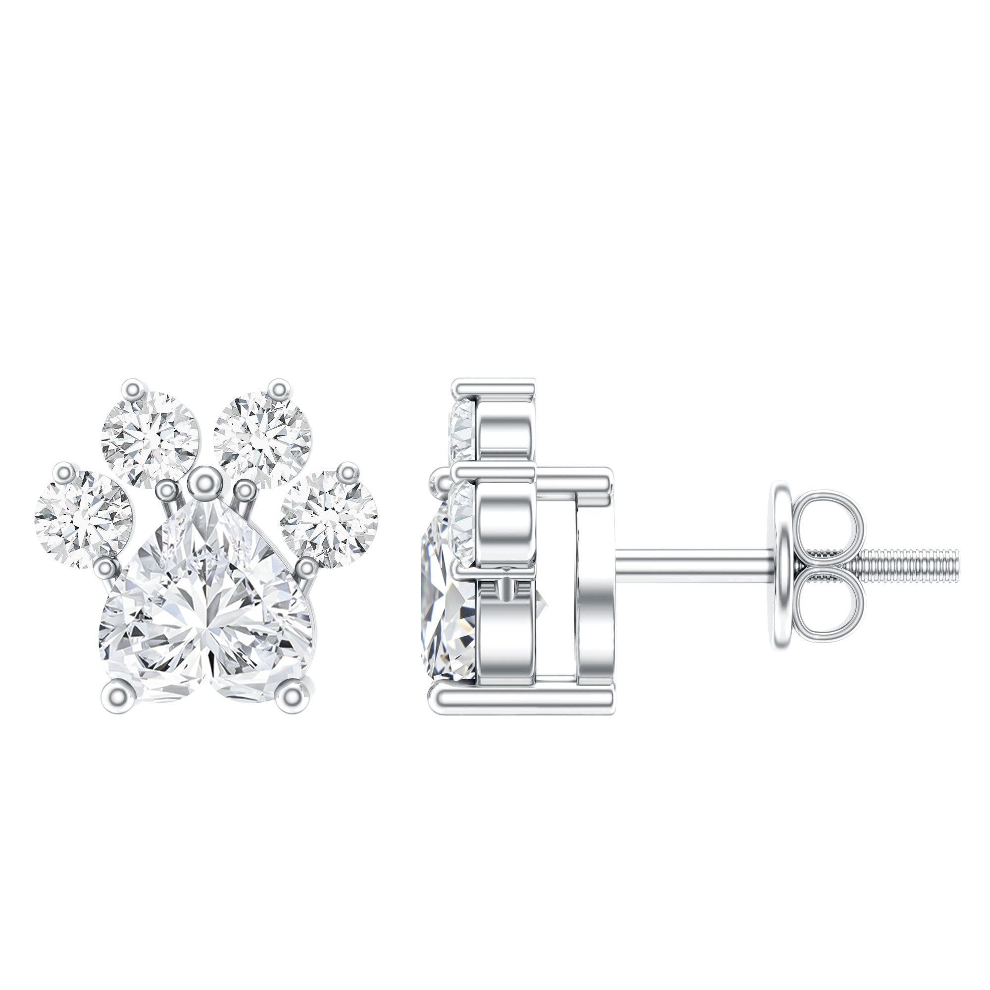 Natural Diamond Paw Stud Earrings for Women - Overture Gifts
