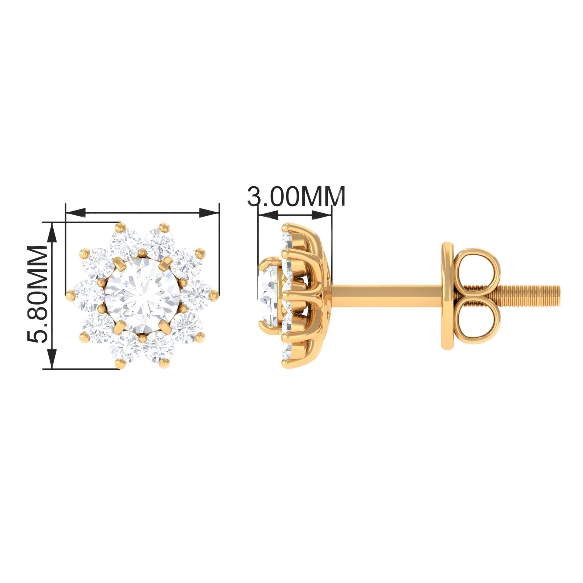 Natural Diamond Stud Earrings with Halo - Overture Gifts