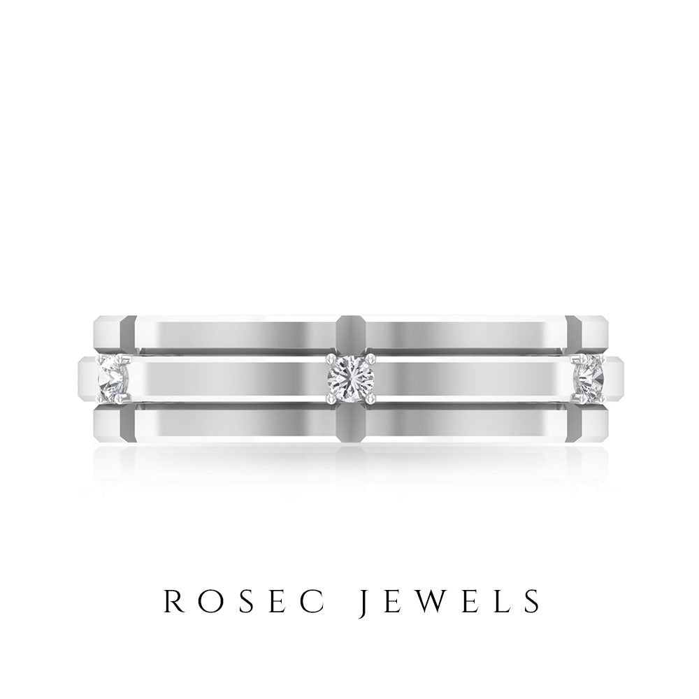 Natural Mens Diamond Band Ring with Certificate - Overture Gifts