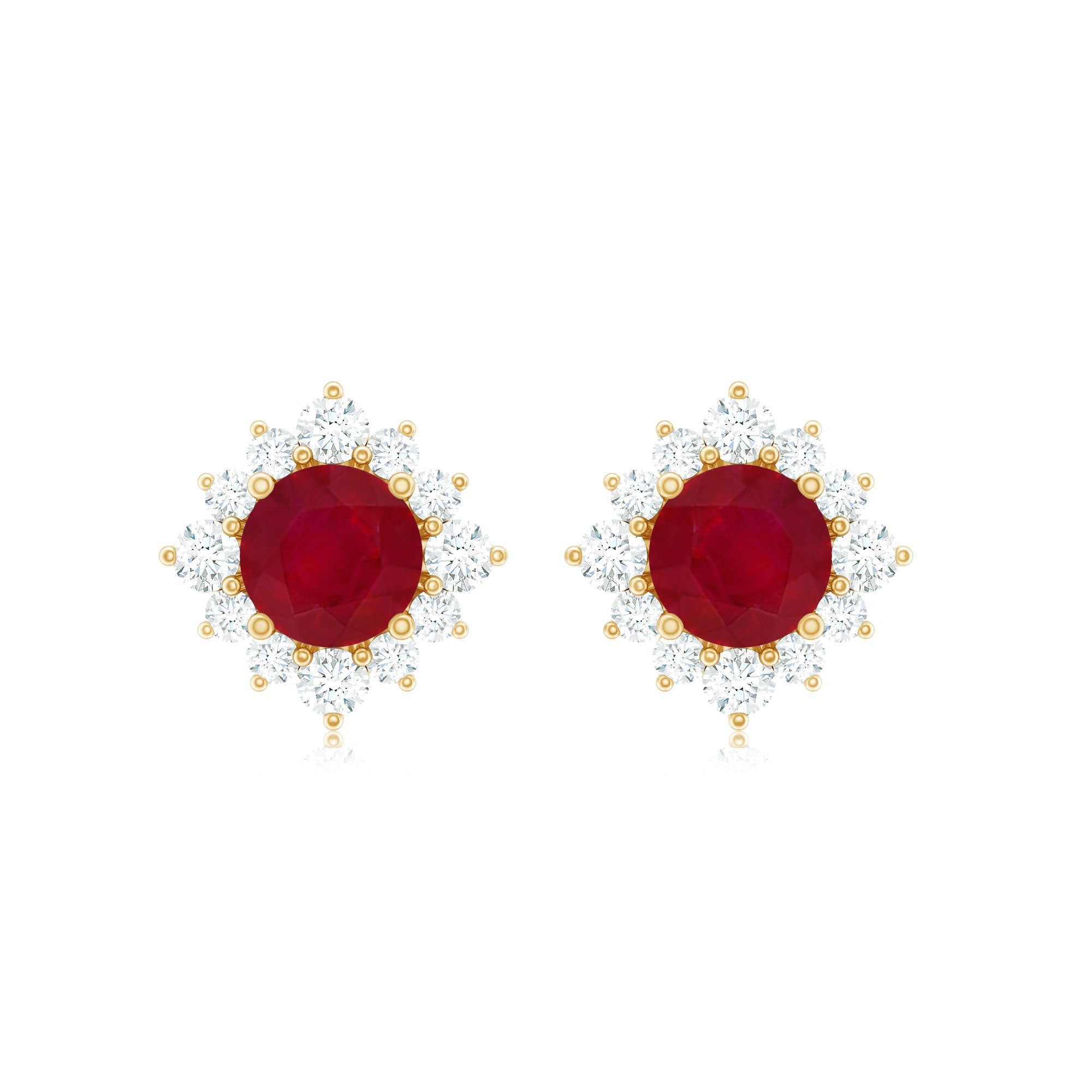 Natural Ruby Stud Earrings with Diamond Halo - Overture Gifts