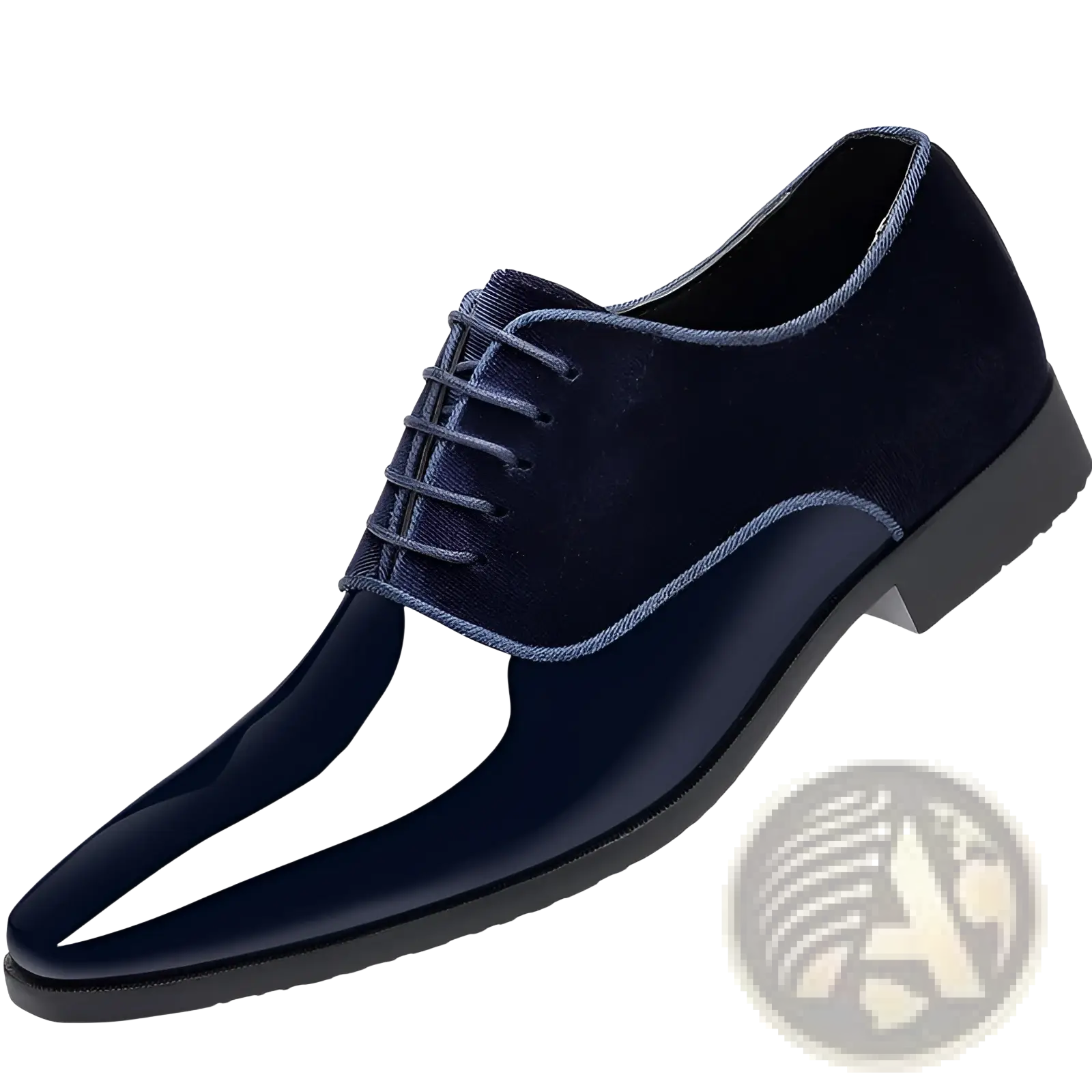 Navy Two Tone Velvet and Patent Leather Oxford Shoes