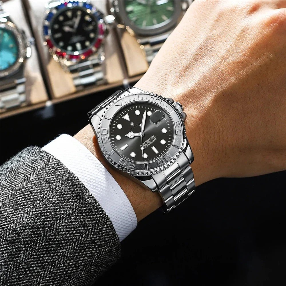 New Automatic Watch Mens Sports Bezel Gray Digital Luxury Watches For Man Fashion Quartz Wristwatches Gifts Men Tudo Por 1 Real - Overture Gifts