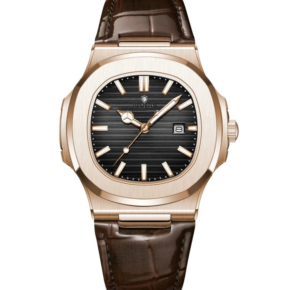 New Casual Business Fashion Quartz Wristwatches Rose Gold Clock Men Luxury Watch Automatic Watches Mens Black Relogio Masculino - Overture Gifts