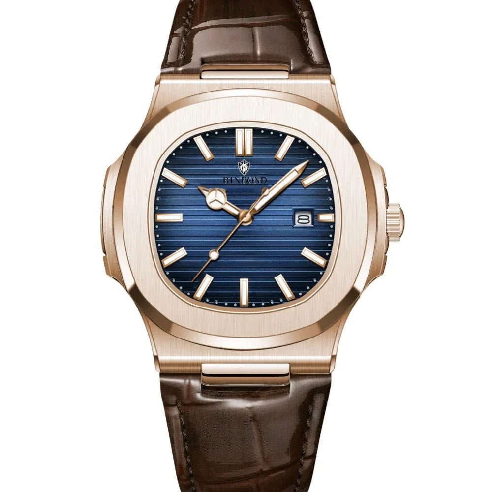 New Casual Business Fashion Quartz Wristwatches Rose Gold Clock Men Luxury Watch Automatic Watches Mens Black Relogio Masculino - Overture Gifts
