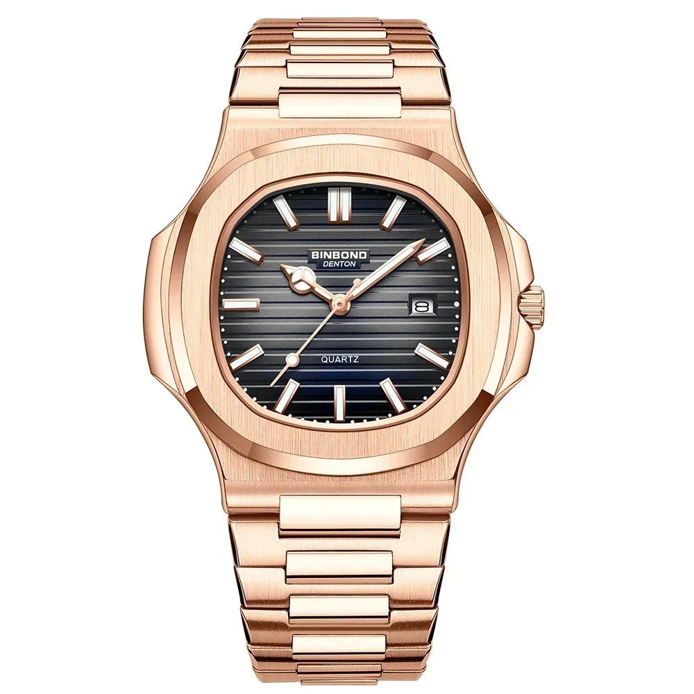 New Casual Business Fashion Quartz Wristwatches Rose Gold Clock Men Luxury Watch Automatic Watches Mens Black Relogio Masculino - Overture Gifts