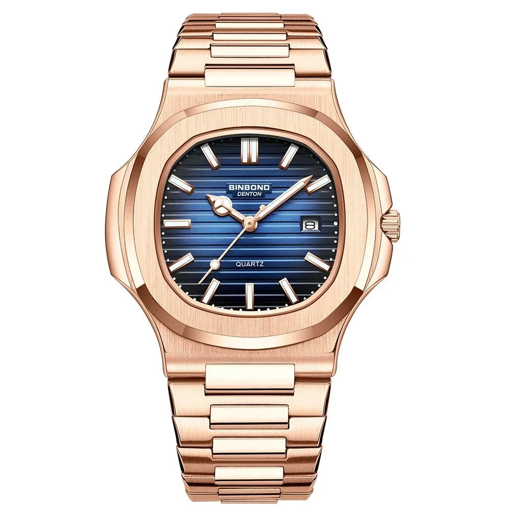 New Casual Business Fashion Quartz Wristwatches Rose Gold Clock Men Luxury Watch Automatic Watches Mens Black Relogio Masculino - Overture Gifts