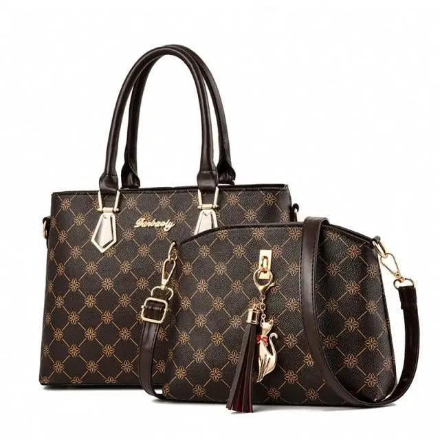 New Luxury Leather Bags Set 2 Pcs Handbag For Women And Girls Stylish Shoulder Gift Bag For Females - Overture Gifts