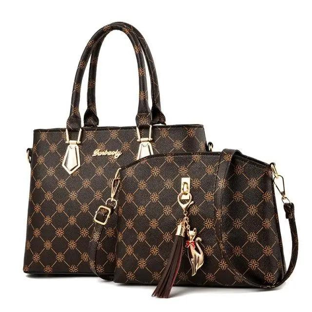 New Luxury Leather Bags Set 2 Pcs Handbag For Women And Girls Stylish Shoulder Gift Bag For Females - Overture Gifts